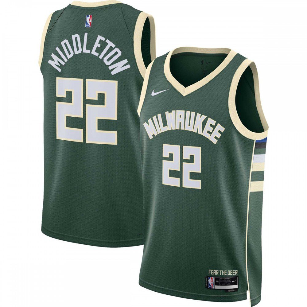 Khris Middleton Milwaukee Bucks Unisex 2022/23 Swingman Jersey - Icon Edition - Hunter Green-Pro Kit Vault | Brand New 26/27 Sports Jerseys